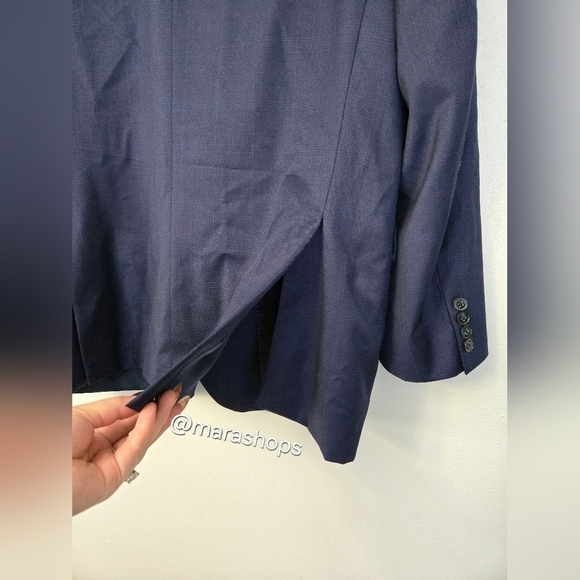 Peter Millar Navy Tailored Fit Glen Plaid Wool Blazer Suit Jacket - Picture 6 of 10